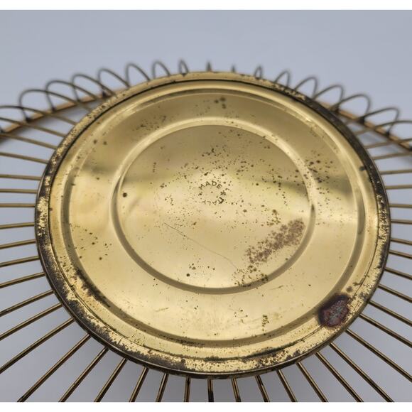 Vintage Mid Century 60s Wire Bread Basket Fruit Bowl MCM Oval Gold Tone Italy - Picture 14 of 16